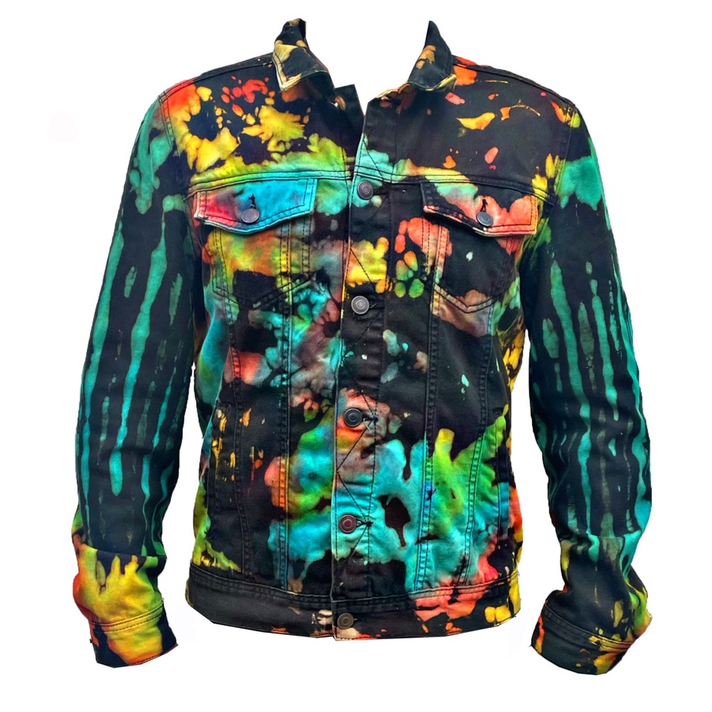 One of a kind hand dyed jean jacket